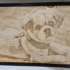 Personalised Pet Portrait Engraving Dog Engraved into wood 1